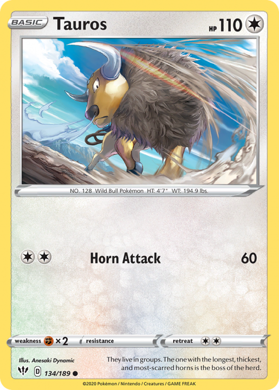 Tauros 134/189 Sword & Shield Darkness Ablaze