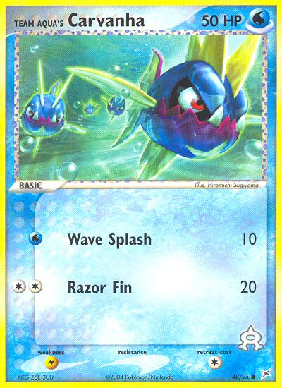 Team Aqua's Carvanha 48/95 EX Team Magma vs Team Aqua