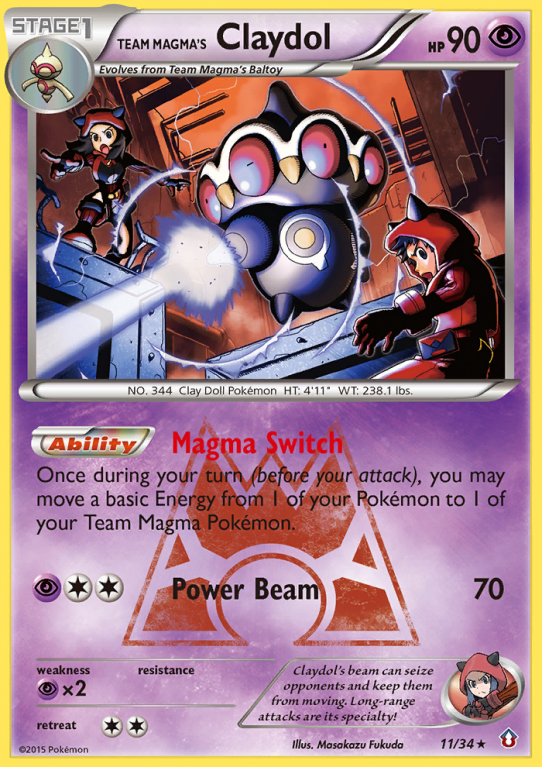 Team Magma's Claydol 11/34 XY Double Crisis