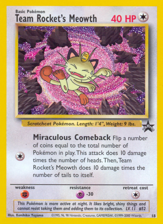 Team Rocket's Meowth 18/53 Base Wizards Black Star Promos