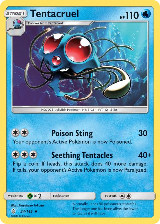 Tentacruel 24/145 Sun & Moon Guardians Rising