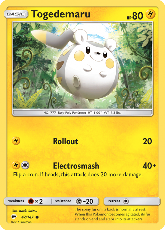 Togedemaru 47/147 Sun & Moon Burning Shadows