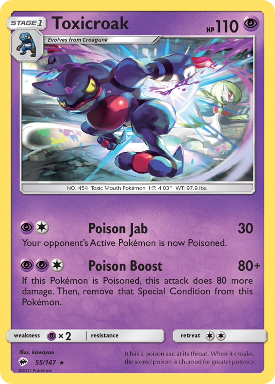 Toxicroak 55/147 Sun & Moon Burning Shadows