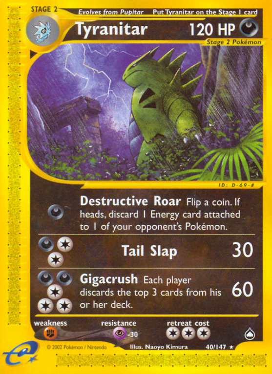 Tyranitar 40/186 E-Card Aquapolis