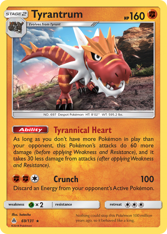 Tyrantrum 69/131 Sun & Moon Forbidden Light