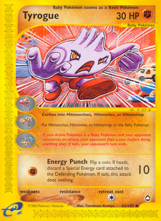 Tyrogue 63/186 E-Card Aquapolis