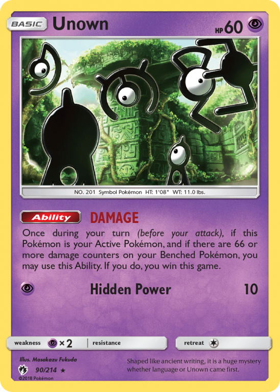 Unown 90/214 Sun & Moon Lost Thunder