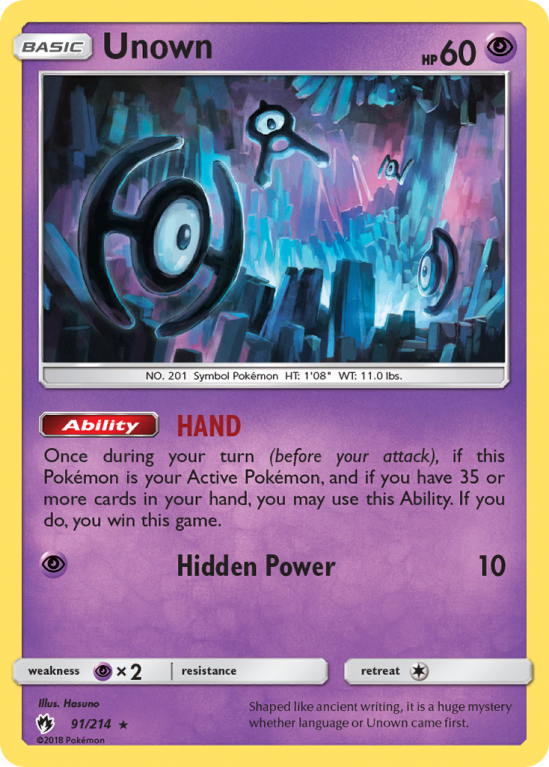 Unown 91/214 Sun & Moon Lost Thunder