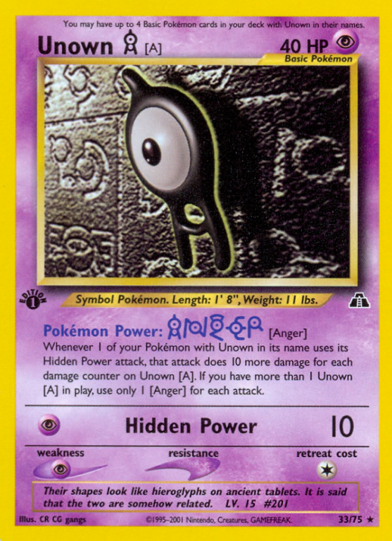 Unown [A] 33/75 Neo Neo Discovery