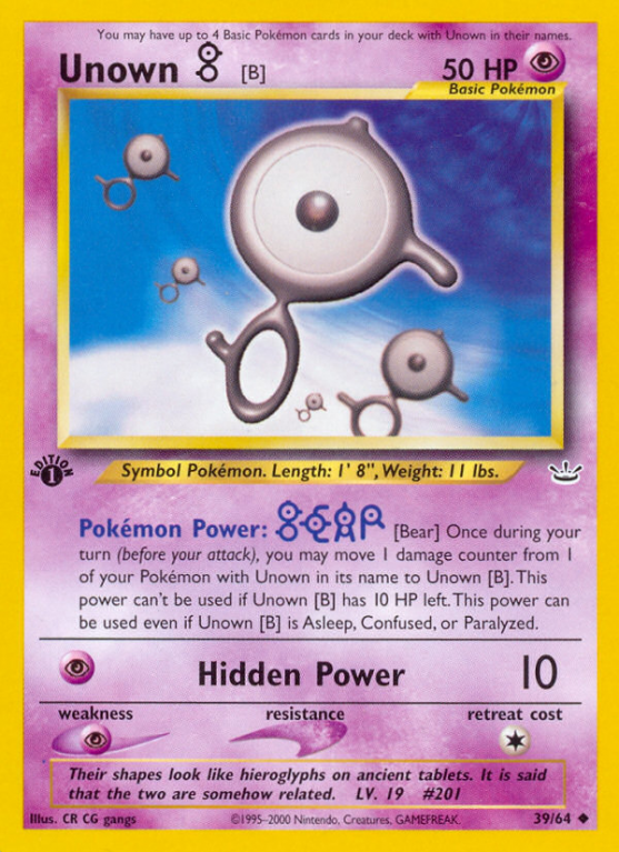 Unown [B] 39/66 Neo Neo Revelation