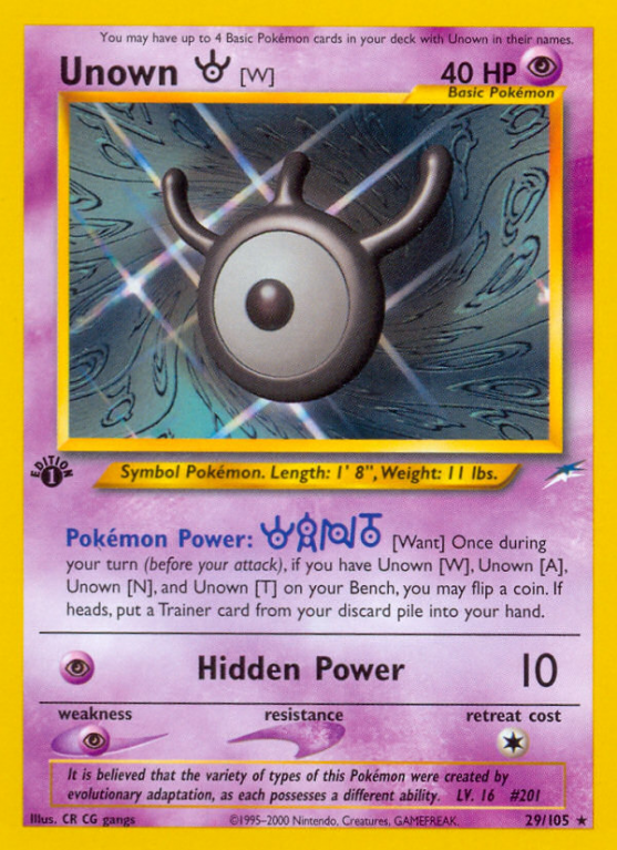 Unown [W] 29/113 Neo Neo Destiny