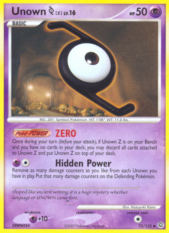 Unown Z 72/132 Diamond & Pearl Secret Wonders