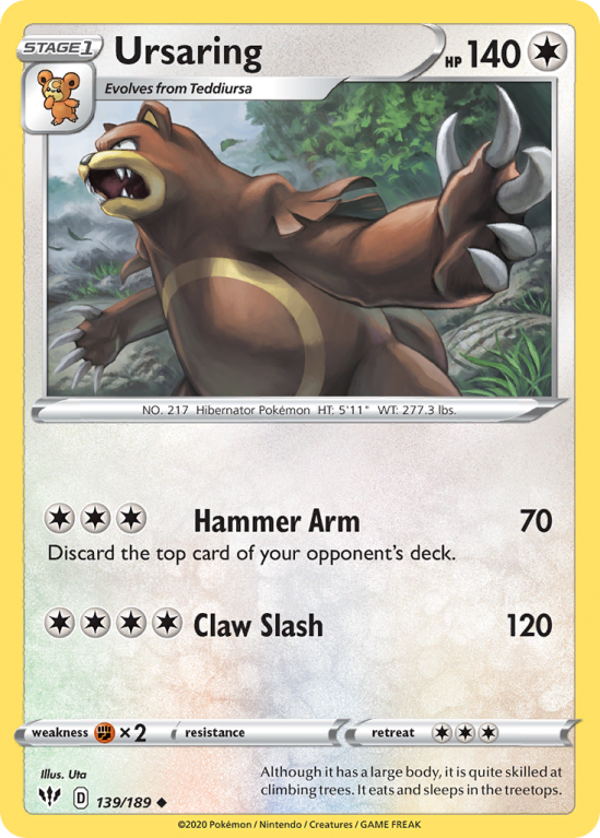 Ursaring 139/189 Sword & Shield Darkness Ablaze