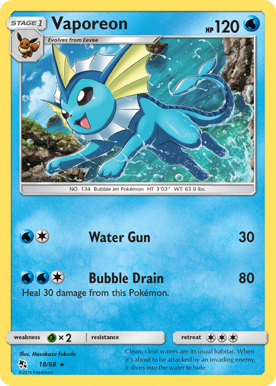 Vaporeon 18/68 Sun & Moon Hidden Fates