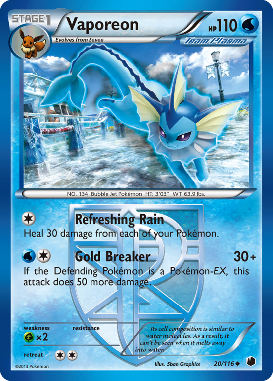 Vaporeon 20/116 Black & White Plasma Freeze