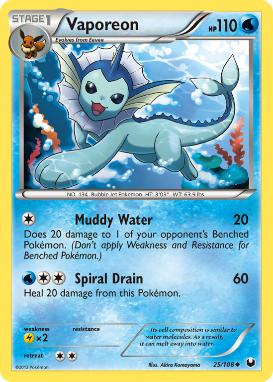 Vaporeon 25/108 Black & White Dark Explorers