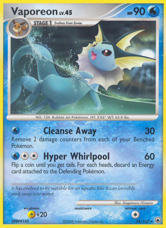 Vaporeon 34/100 Diamond & Pearl Majestic Dawn