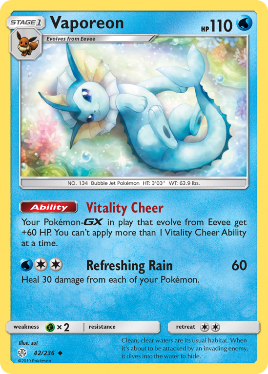 Vaporeon 42/236 Sun & Moon Cosmic Eclipse