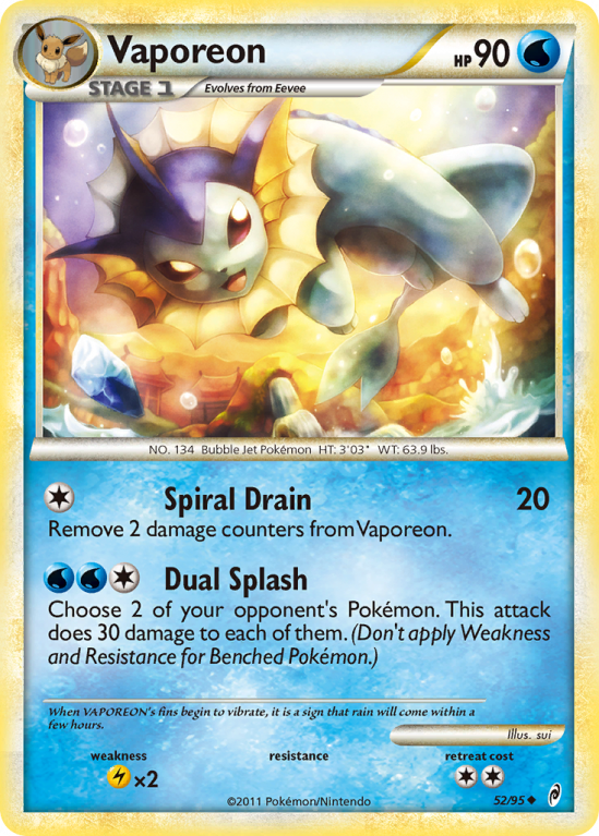 Vaporeon 52/106 HeartGold & SoulSilver Call of Legends