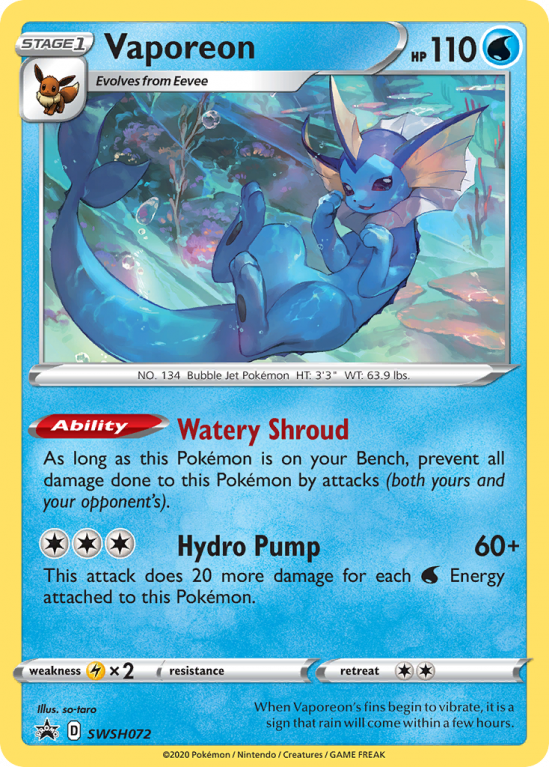 Vaporeon SWSH072/103 Sword & Shield SWSH Black Star Promos