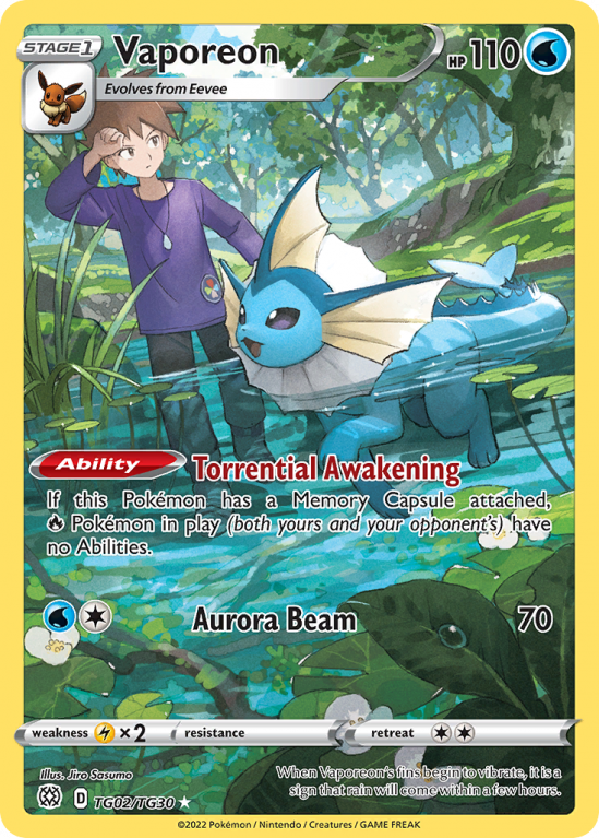 Vaporeon TG02/30 Sword & Shield Brilliant Stars Trainer Gallery