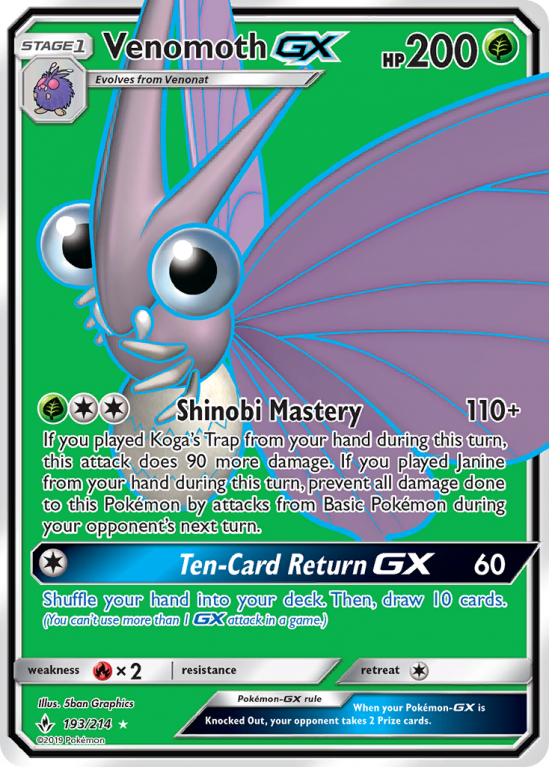Venomoth-GX 193/214 Sun & Moon Unbroken Bonds