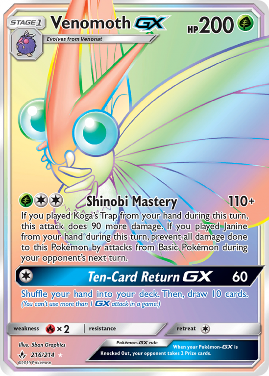 Venomoth-GX 216/214 Sun & Moon Unbroken Bonds