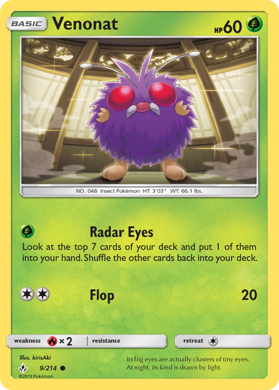Venonat 9/214 Sun & Moon Unbroken Bonds