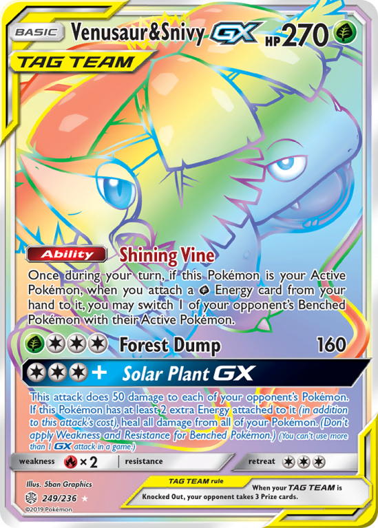 Venusaur & Snivy-GX 249/236 Sun & Moon Cosmic Eclipse