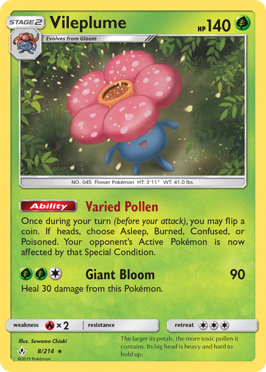 Vileplume 8/214 Sun & Moon Unbroken Bonds