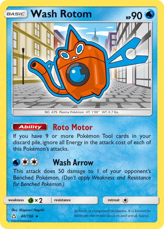 Wash Rotom 40/156 Sun & Moon Ultra Prism