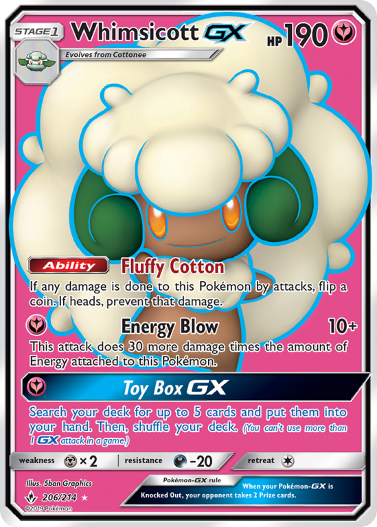 Whimsicott-GX 206/214 Sun & Moon Unbroken Bonds