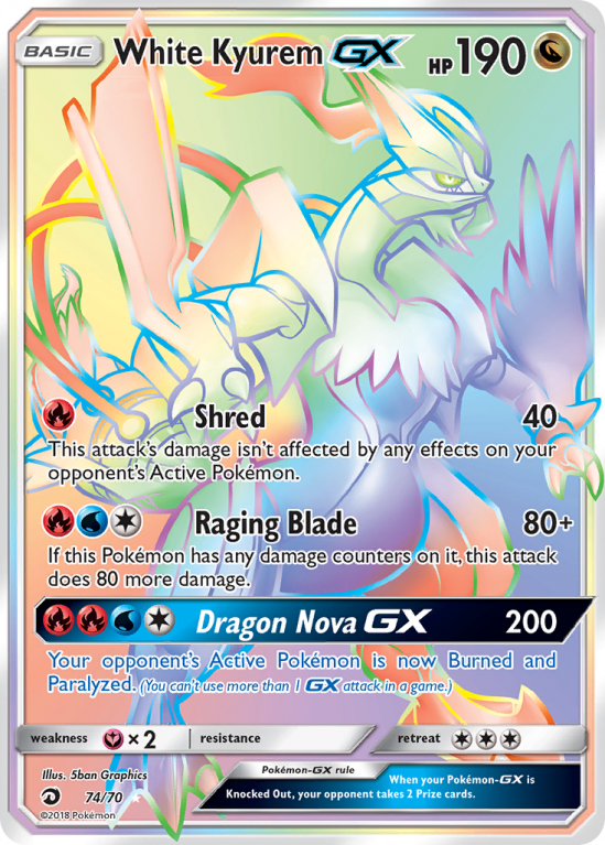 White Kyurem-GX 74/70 Sun & Moon Dragon Majesty