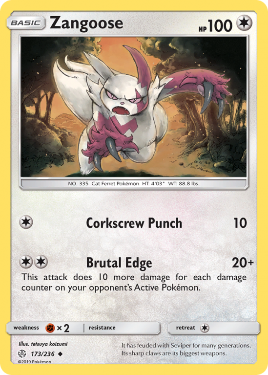 Zangoose 173/236 Sun & Moon Cosmic Eclipse