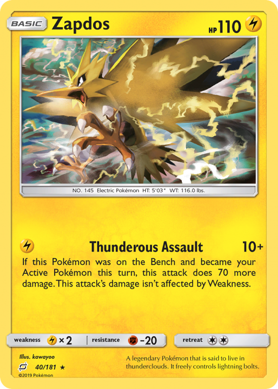Zapdos 40/181 Sun & Moon Team Up