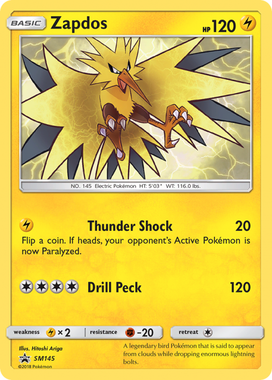 Zapdos SM145/156 Sun & Moon SM Black Star Promos
