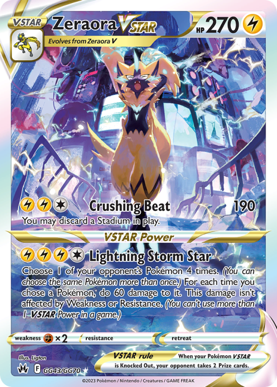 Zeraora VSTAR GG43/70 Sword & Shield Crown Zenith Galarian Gallery