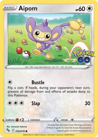 Aipom 56/78 Sword & Shield Pokémon GO