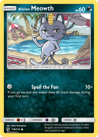 Alolan Meowth 118/214 Sun & Moon Lost Thunder