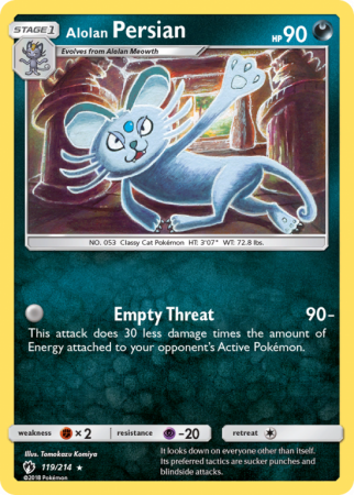 Alolan Persian 119/214 Sun & Moon Lost Thunder