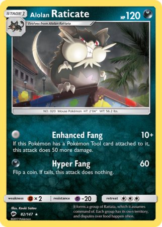 Alolan Raticate 82/147 Sun & Moon Burning Shadows