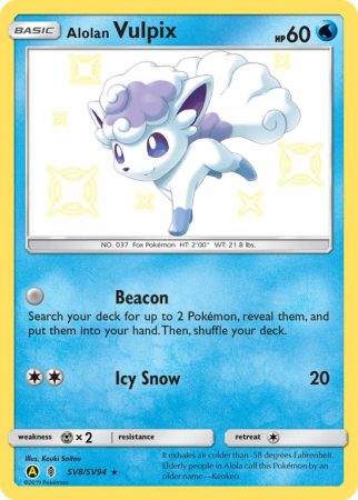 Alolan Vulpix SV8/94 Sun & Moon Shiny Vault