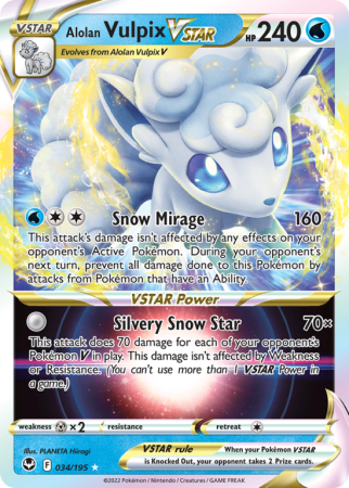 Alolan Vulpix VSTAR 34/195 Sword & Shield Silver Tempest
