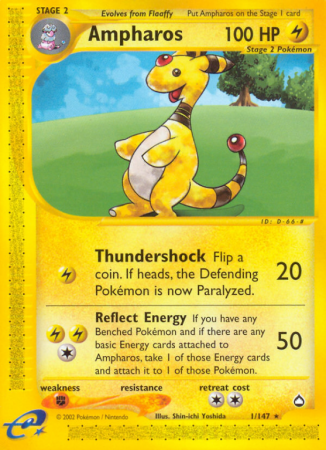 Ampharos 1/186 E-Card Aquapolis
