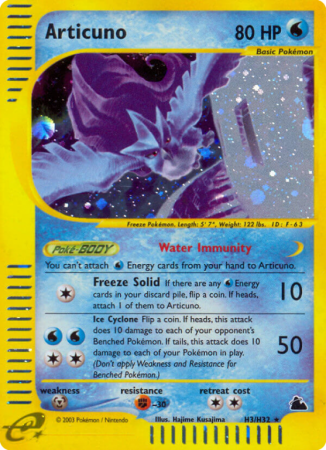 Articuno H3/182 E-Card Skyridge