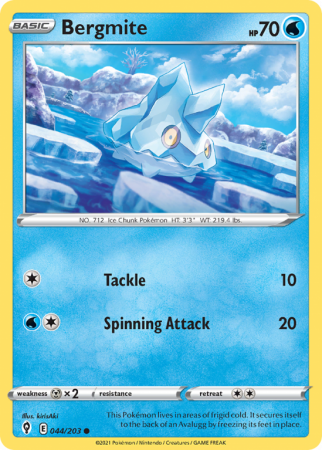 Bergmite 44/203 Sword & Shield Evolving Skies