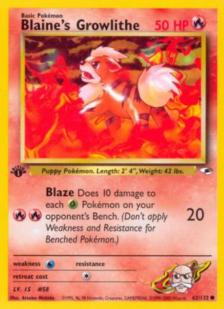 Blaine's Growlithe 62/132 Gym Gym Heroes