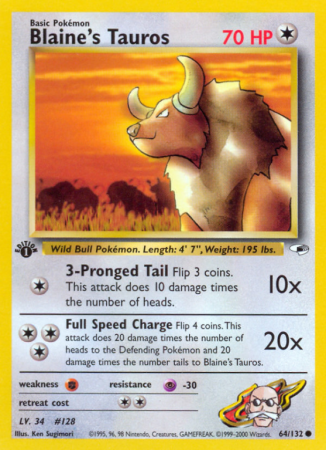 Blaine's Tauros 64/132 Gym Gym Heroes