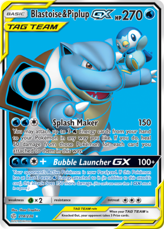 Blastoise & Piplup-GX 214/236 Sun & Moon Cosmic Eclipse