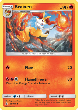 Braixen 16/131 Sun & Moon Forbidden Light